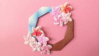 折り紙 花のリースの簡単な作り方 Niceno1 Origami Flower Wreath Tutorial دیدئو Dideo